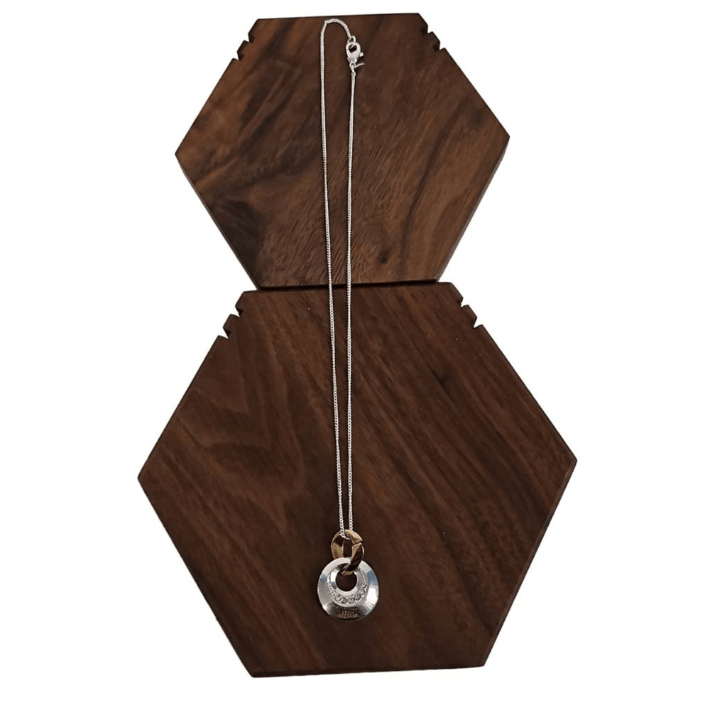 SAQ Women's Silver And Gold Tone Donut Pendant Necklace Thin Silver Tone Chain